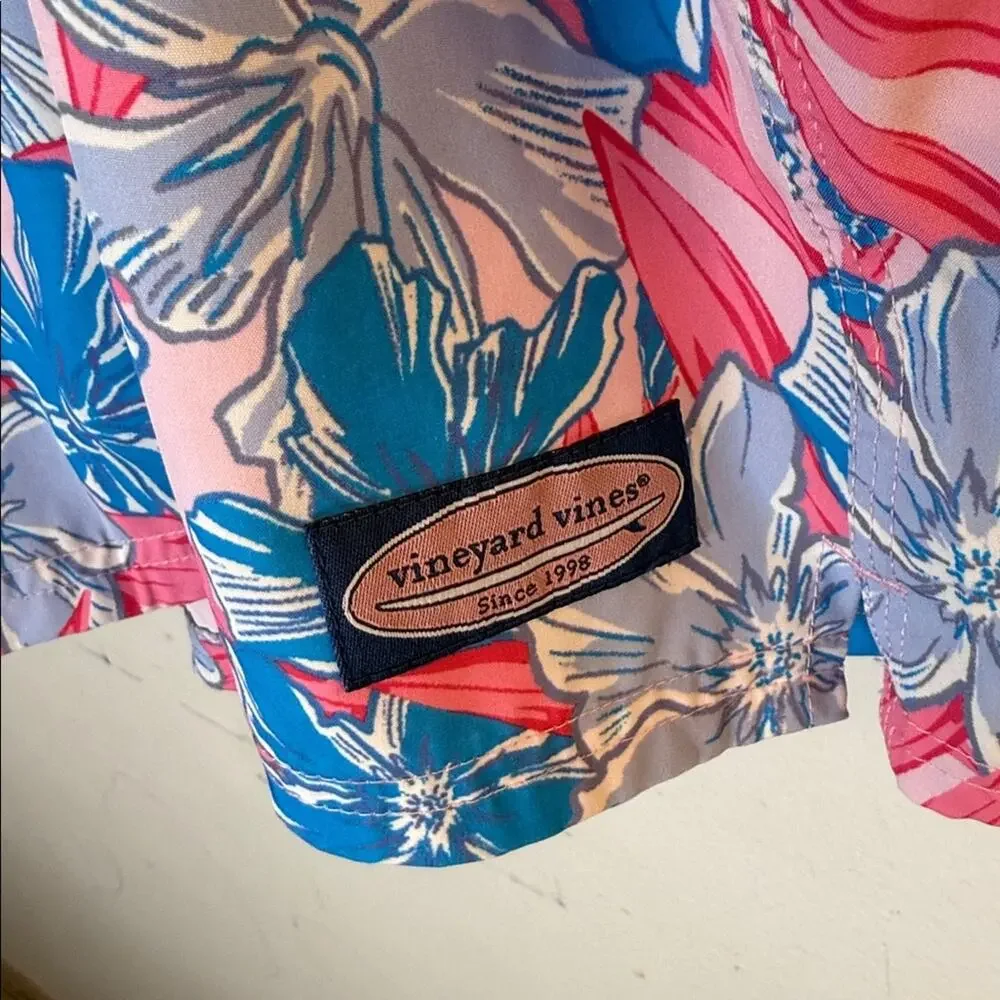 Vineyard Vines Pink and Blue Floral Men's Swim Shorts Size 2XL